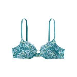 Victoria’s Secret Dream Angels Blue Green Crossdye Lace Push-Up Bra Size 38DDD